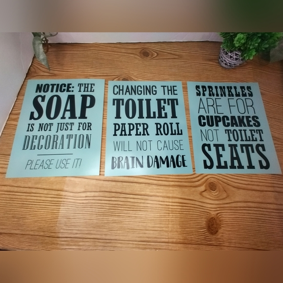 Funny Bathroom Wall Art 8x10 In. 3 Prints - Picture 1 of 3